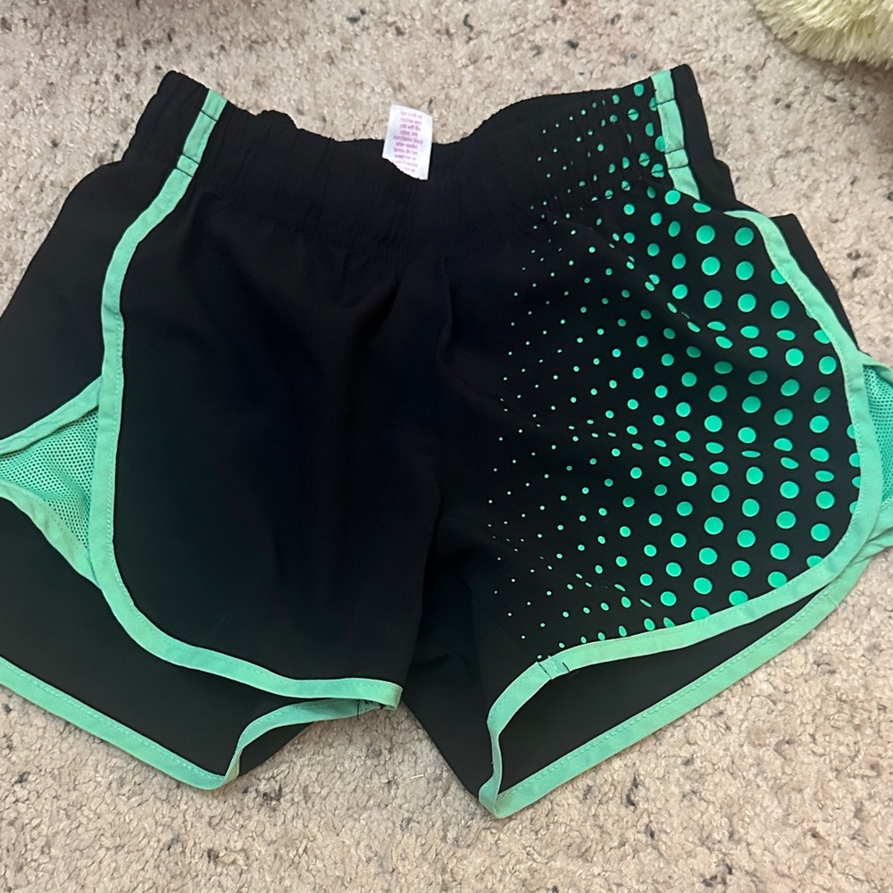 Girl’s Justice Black and Green Athletic Shorts